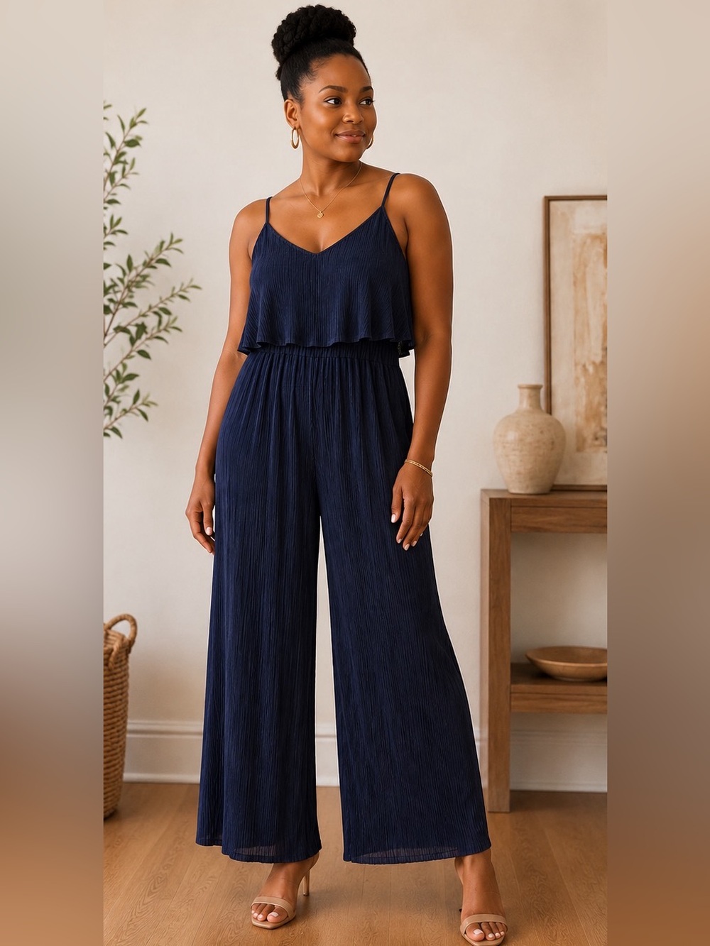 Kingston Grey Navy Pleated Jumper – Size L – NWT